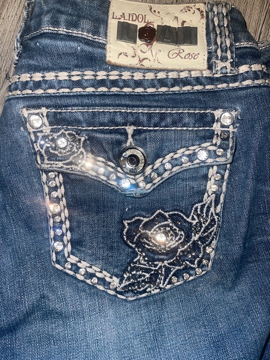 L.A. idol Denim - L.A. Idol Dark Blue Embellished Skinny Jeans for Women